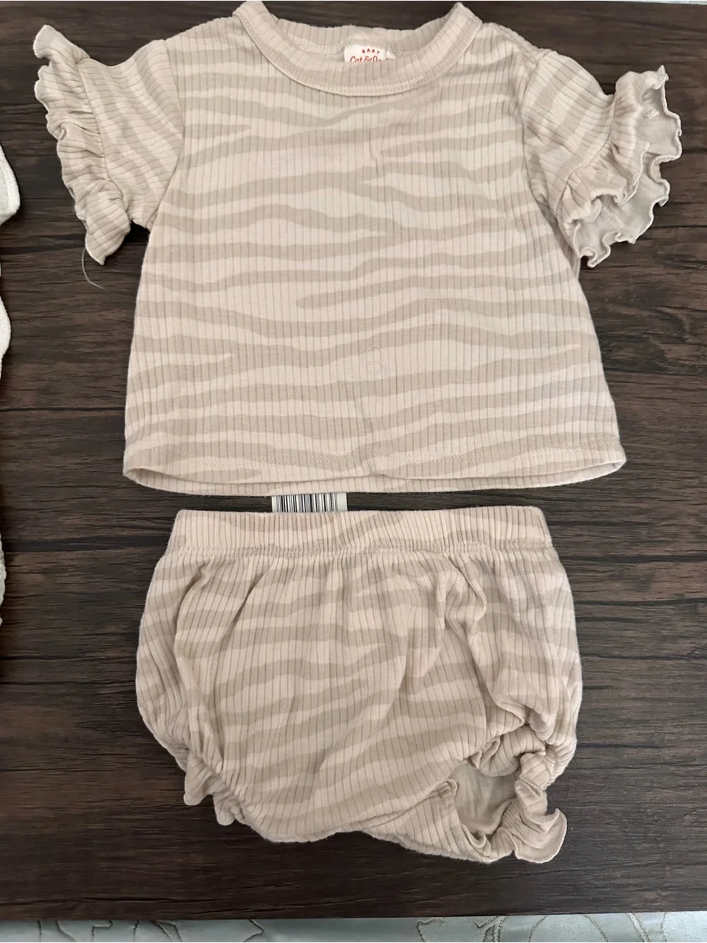 Cat & Jack Cream Daisy Romper and Striped Two-Piece Set